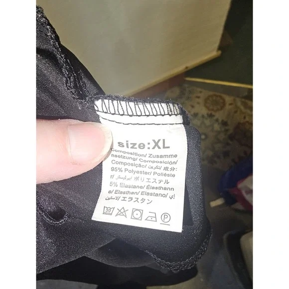 This Is A Mid Thigh Black Satin Chemise (Or Slip Dress) Featuring Lace Detail XL - Picture 12 of 13